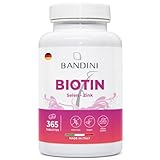 Bandini® Biotin Deluxe + Selen + Zink | 365 vegane Tabletten für 1 Jahr | Für Haarwuchs, Bartwuchs, Haut & Nägel | Geprüftes Vitamin H für Frauen und Männer | Hochdosiert, laborgeprüft, ohne Zusätze
