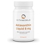 vitaworld Astaxanthin Liquid 8 mg, Cellulose Kapseln mit flüssigem Astaxanthin aus der Alge Haematococcus pluvialis, 60 Kapseln