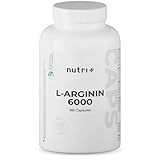 Nutri + L-Arginin Base Kapseln vegan hochdosiert fermentiert laborgeprüft - 360 Caps - 6000 mg 100% reines pflanzliches L-Arginine für Männer & Frauen