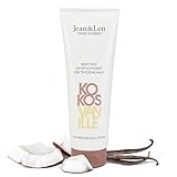 Jean & Len Body Milk Kokos & Vanille, für trockene Haut, versorgt die Haut 24 Stunden mit Feuchtigkeit, cremige Textur, exotischer Duft, Körpermilch, ohne Parabene & Silikone, vegan, 250 ml