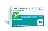 Levocetirizin – 1 A Pharma® bei Juckreiz durch Allergien, allergischem Schnupfen und Nesselsucht: 100 Filmtabletten