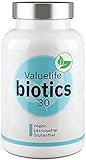 Biotics30 Darmflora Komplex I 30 Bakterienstämme mit Inulin I 60 Tages Intensiv- Darmkur I Magensaftresistente Kapseln mit je 5 Milliarden lebenden KBE I Vegan & Laktosefrei von VALUELIFE