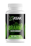 XATAK Bio Brahmi+ | 1.500mg Bacopa monnieri Pulver | 2% Bacoside | Laborgeprüft | Vegan & Zusatzfrei | Originale Brahmi Pulver BIO aus Indien 180 Tabletten