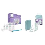 Philips Avent Babyflaschen mit AirFree Ventil & Avent Babypflege-Set – Starter-Set mit 9 Zubehörteilen