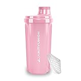 Eiweiß Shaker „Heaven“ 500 ml auslaufsicher, BPA frei, mit Sieb & Skala - ORIGINAL - für cremige Whey Proteinpulver Shakes, Protein Isolate & BCAA Konzentrate, Fitness Mixer Coral Pink