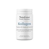 NatuGena Kollagen (Typ-1-Kollagen) Elastin & Hyaluron Pulver/natürliches/hochreines/bioaktives Produkt/Geschmacksneutral/ohne Aromen und Konservierungsstoffe / 160/2g Pulver (1-Monats-Packung)