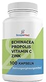 Echinacea immune support formula with Propolis & Vitamin C & Zinc, Improved - Powerful formula, 100 vegan capsules