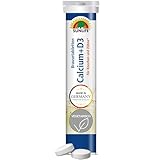 SUNLIFE Calcium+D3 Brausetabletten: Für Knochen und Zähne, 20 Tabletten mit Calcium & Vitamin D3, Zitronengeschmack, 80g, 1x 20 stück