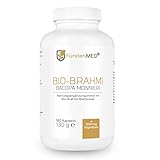 FürstenMED® Bio Brahmi Kapseln Hochdosiert mit 1200 mg je Tagesdosis - 180 Kapseln Bacopa Monnieri Laborgeprüft, Vegan & Ohne Zusatzstoffe