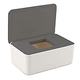 Feuchttücher-Box Baby Feuchttücherbox,Aufbewahrungsbox für Feuchttücher, Baby Tücher Fall Toilettenpapier Box Taschentuchhalter Kunststoff Feuchttücher Spender Tücherbox Serviettenbox (Gray+white)