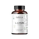 Nutri + L-Lysin Kapseln hochdosiert + vegan - 2200mg pro Tagesdosis - laborgeprüft - 120 Caps je 550mg - Baustein für Kollagen & Bindegewebe
