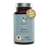 Eisen 20 mg aus Eisenbisglycinat + 40 mg natürliches Vitamin C aus Acerola - 240 VEGANE Tabletten für 8 Monate - ohne Zusatzstoffe - laborgeprüft - Made in Germany - Balanced Vitality
