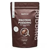 Nutri + Protein Pudding Schokolade Vegan 400 g - 24 g Eiweiß pro Portion bei nur 106 Kcal - Schoko Dessert zuckerarm laktosefrei kalorienarm fettarm