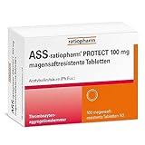 ASS-ratiopharm PROTECT 100 mg magensaftresistente Tabletten: magenschonender Blutverdünner gegen das Verklumpen von Blutplättchen - zur Prophylaxe eines neuen Infarktes, 100 Stück