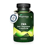 ZMA Kapseln Vegavero® | Zink, Magnesium, Vitamin B6 | VEGAN | Premium: Mit Aquamin™ marinem Magnesium, Zink Aspartat + Citrat | Hohe Bioverfügbarkeit | 120 Kapseln | Ohne Zusätze