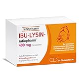 IBU-LYSIN-ratiopharm 400 mg Filmtabletten: Die schnelle Hilfe gegen Schmerzen. Schmerzmittel mit dem Wirkstoff Ibuprofen-Lysin, 50 Stück