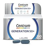 Centrum Generation Multivitamin 50+ Hochwertiges Nahrungsergänzungsmittel mit Mikronährstoffen für Erwachsene ab 50 Jahren Vitamine Mineralstoffe Spurenelemente, 1 x 180 Tabletten, 227g