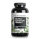 Bio Maca Schwarz – 180 Kapseln – 3000mg je Tagesdosis (entspricht 12.000mg Maca Wurzel) – mit natürlichem Vitamin C – ohne Magnesiumstearat – biozertifiziert, hochdosiert, vegan, laborgeprüft
