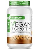 Vegan 7K Protein - 1kg - Cookies & Cream - Rein pflanzliches Eiweißpulver mit Reis-, Mandeln-, Soja-, Erbsen-, Hanf-, Cranberry-, Sonnenblumenprotein