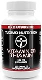 Thiamin Vitamin B1 Hochdosiert 100 mg Kapseln - 100 Stück (3+ Monatsvorrat) an Schnell Auflösende Tabletten, mit je 100mg an Hochwertigem Vit B 1 Thiamine Mononitrate Pulver