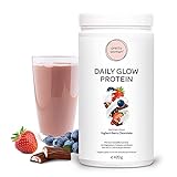 pretty woman® Daily Glow Eiweiss Protein Pulver für Frauen „Yoghurt Berry Chocolate“ 420 g/Low Carb Shake mit Vitaminen & Mineralien, Biotin & Folsäure - nur 0,5g Zucker pro Portion