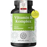 NATURE LOVE® Vitamin B Komplex – Hochdosiert: Mit 500 µg Vitamin B12 – 180 Kapseln (6 Monate) – alle 8 B-Vitamine (B1, B2, B3, B5, B6, B7, B9, B12) – vegan, laborgeprüft und in Deutschland produziert