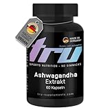 TRU Sports Nutrition | Ashwagandha Extrakt - 60 Kapseln - 1000mg Ashwagandha-Extrakt pro Tag - enthält Withanolide - Hochdosiert - 100% Vegan | Herstellung & Laborprüfung in Deutschland