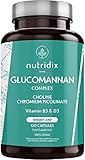 Glucomannan Konjak Hochdosiert - 3150 mg pro Dosis - Gewichtsverlust bei Kalorienarmer Ernährung - Natürliches Glucomannan mit Chrom, Cholin, Vitamin D3 und B3-120 Kapseln Nutridix