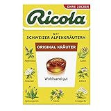 Ricola Original Kräuter, 50g Böxli original Schweizer Kräuter-Bonbons mit 13 Schweizer Alpenkräutern, zuckerfrei, Wohltuend gut, 1 x 50g, vegan