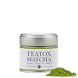 TEATOX® Premium Matcha Pulver | BIO Matcha grüner Tee Pulver aus Tencha Teeblättern | Trend-Getränk Green Tea aus Japan | Energiespendender Tee-Genuss für den Tag - mit Koffein | SUPER FOOD | 30g