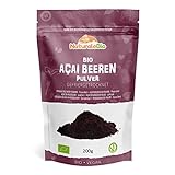 Bio Acai Pulver – 200 g gefriergetrocknetes Acai-Beeren Pulver (Freeze-Dried) aus Brasilien - Getrocknete Rohkost aus der Acai-Frucht, Extrakt aus Pulp der Acai-Beeren. NaturaleBio