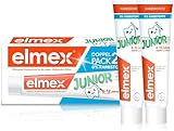 elmex Zahnpasta Junior 6-12 Jahre 2x75ml – medizinische Zahnreinigung mit 1400 ppm Fluoridgehalt für hochwirksamen Kariesschutz – stärkt die neuen, bleibenden Zähne