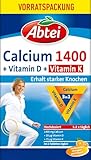Abtei Calcium 1400 + Vitamin D & K – Für starke Knochen und die Muskelfunktion – Hochdosiert, Glutenfrei, Laktosefrei, Gelatinefrei – Vorratspackung mit 90 Kautabletten