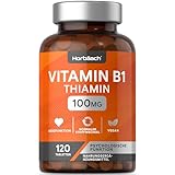 Vitamin B1 Hochdosiert 100mg Thiamin | 120 Vegane Tabletten | Nahrungsergänzungsmittel für die Herzgesundheit | by Horbaach