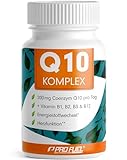 Q10 Kapseln hochdosiert 120x - Coenzym Q10 KOMPLEX mit 200mg Coenzym Q10 + Vitamin B1, B2, B3 und B12 - Energiestoffwechsel & Herzfunktion - laborgeprüft mit Zertifikat - Vorrat für 4 Monate