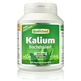 Greenfood Kalium, 250 mg, 120 Tabletten - Nervensystems, Muskelfunktion und Blutdruck. OHNE künstliche Zusätze. Ohne Gentechnik. Vegan.