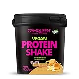 GymQueen Vegan Protein Vanille-Karamell 450g, köstlicher Shake aus Erbsen- und Reisprotein, 79g pflanzliches Protein pro 100g, zugesetzte BCAAs, cremig leckerer Geschmack