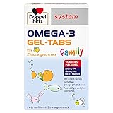 Doppelherz system OMEGA-3 family Gel Tabs – Enthält 180 mg DHA, ein Baustein des Gehirns, als Tagesportion (2 Gel-Tabs) – 120 Tabs