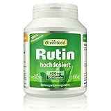 Greenfood Rutin, 450 mg, hochdosiert, 120 Kapseln – 100% Naturprodukt. OHNE Zusätze. Ohne Gentechnik. Vegan.