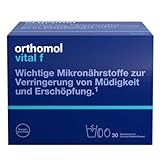 Orthomol Vital f für Frauen - bei Müdigkeit - mit B-Vitaminen, Omega-3-Fettsäuren und Magnesium - Orangen-Geschmack - Granulat/Tabletten/Kapseln, 30 St. Tagesportionen