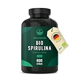Bio Spirulina Presslinge - 600 Spirulina-Tabletten (500mg) - 4.000mg hochdosiert - Reine Spirulina Bio-Algen aus kontrolliert biologischem Anbau, Presslinge aus Spirulina-Pulver - Vegan - TRUE NATURE®