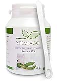 STEVIAGO Stevia Pulver (Steviosid) Extrakt aus 100% Stevia, davon min. 97% Reb-A, 50g, mit Dosierlöffel