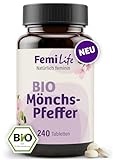 FemiLife® BIO Mönchspfeffer - 4:1 Extrakt aus Agnus Castus (10mg je Tablette) - 240 Tabletten - klein & leicht zu schlucken, vegan, in Deutschland hergestellt