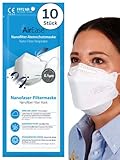 Air Ease FFP2 Masken 10 Stück, Fischform, weiß, CE 2233 zertifiziert, einzeln verpackt, atmungsaktiver Mundschutz und Atemschutzmaske, ohne Ventil