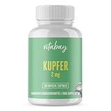 Vitabay Kupfer | 120 Kapseln mit je 2 mg | Mit Kupfergluconat | Bioverfügbar & Vegan | Laborgeprüft & hergestellt aus hochwertigen Rohstoffen