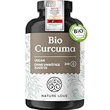 NATURE LOVE Bio Curcuma - 240 Kapseln - mit Curcumin aus Kurkuma und Piperin aus schwarzem Pfeffer - hochdosiert, vegan, laborgeprüft und in Deutschland hergestellt