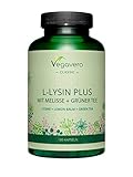 L-LYSIN Kapseln Vegavero® | 1000 mg Tagesdosis | Mit Melisse & Grüntee | L-Lysin HCI aus Fermentation | Vegan & Ohne Zusätze | 180 Kapseln