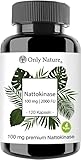 Only Nature® Nattokinase 100 mg (2000 FU) - hochdosiert - 120 Kapseln - in Deutschland produziert & Laborgeprüft - 100% Vegan - Nattokinase hochdosiert aus fermentiertem Soja