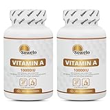 Sowelo Vitamin A - 10000 IE I Entzündungshemmend und Anti-seborrhoische Eigenschaften I Vitamin A Hochdosiert I Ohne unerwünschte Zusätze I 250 Tabletten (2-Pack)
