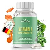 Vitabay Vitamin A Hochdosiert Kapseln VEGAN - 120 Vitamin A Retinol Kapseln 10000 IE - Vitamine A für Augen, Haut & Immunsystem - Retinol Vitamin A Tabletten - Vit A Vitamin A Vegan & Laborgeprüft